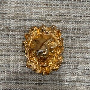 Vintage Gold Lion Head Brooch or Belt Buckle Very Versace Looking